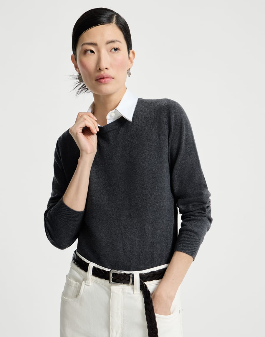 Cashmere sweater Lignite Grey Woman - Brunello Cucinelli