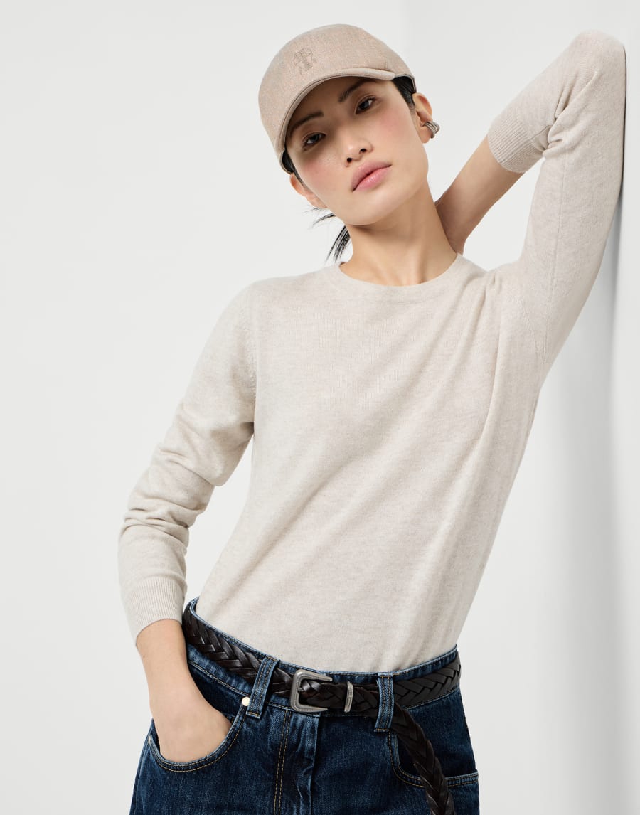 Cashmere sweater Oyster Woman - Brunello Cucinelli
