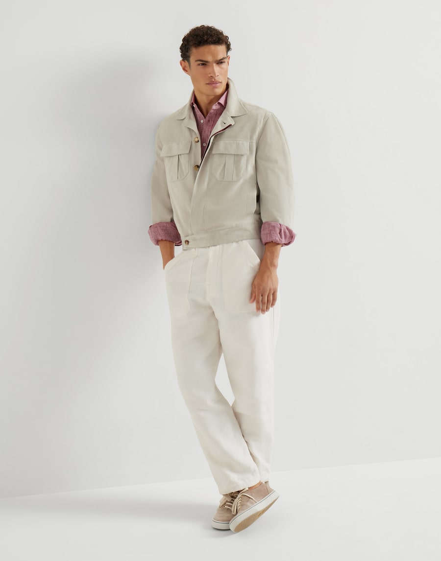 Reversed calfskin sneakers Beige Man - Brunello Cucinelli