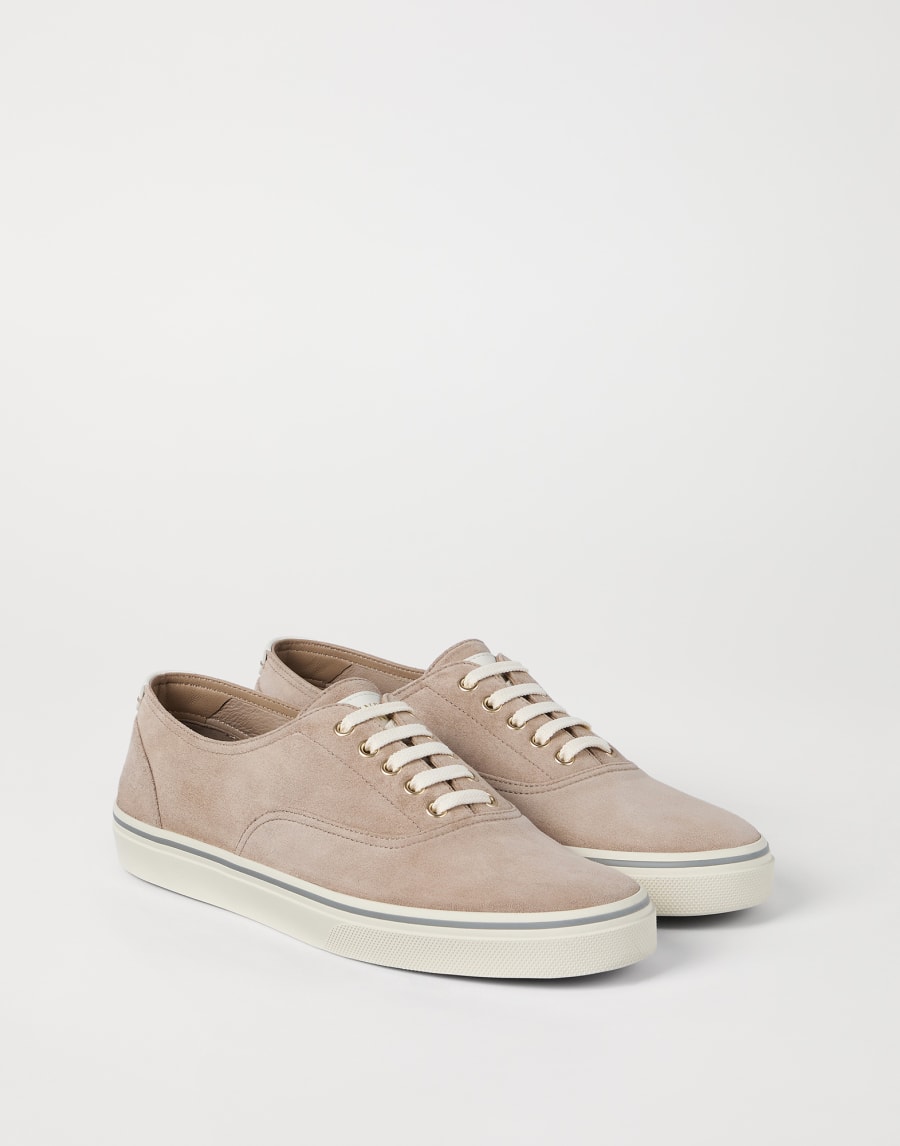 Sneakers in vitello rovesciato Beige Uomo - Brunello Cucinelli
