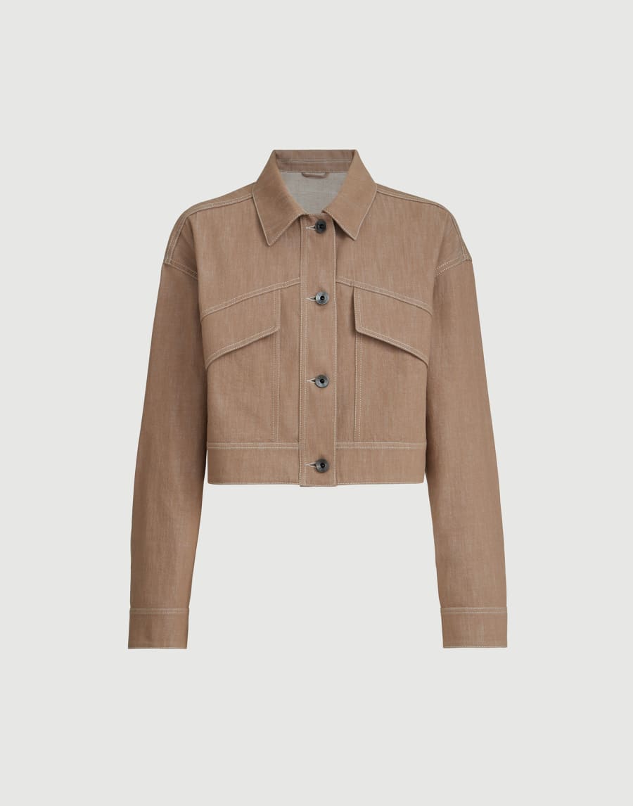 牛仔布效果斜纹织物外套 沙漠黄 女款 - Brunello Cucinelli