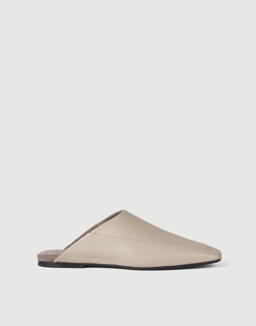 Slipper en piel de becerro Beige Claro Mujer - Brunello Cucinelli