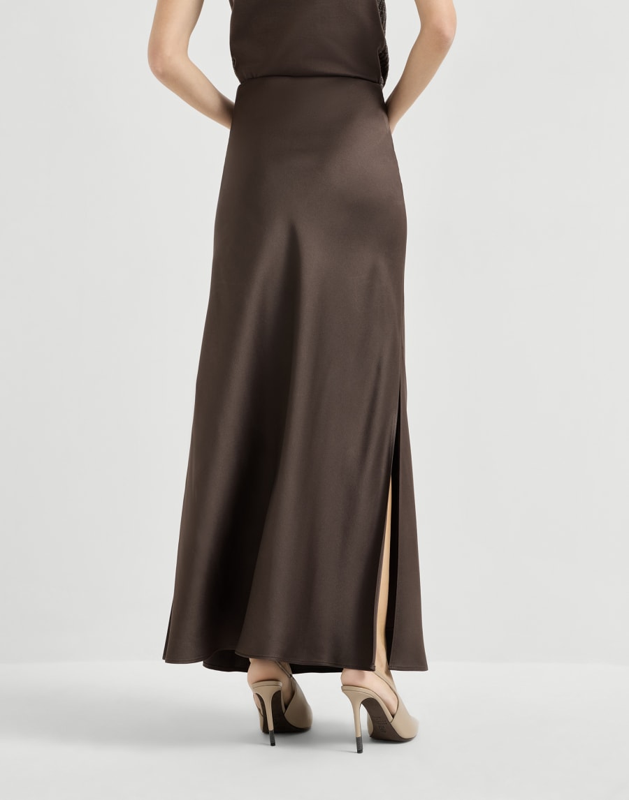 Jupe Fluid Bias-Cut Cacao Femme - Brunello Cucinelli