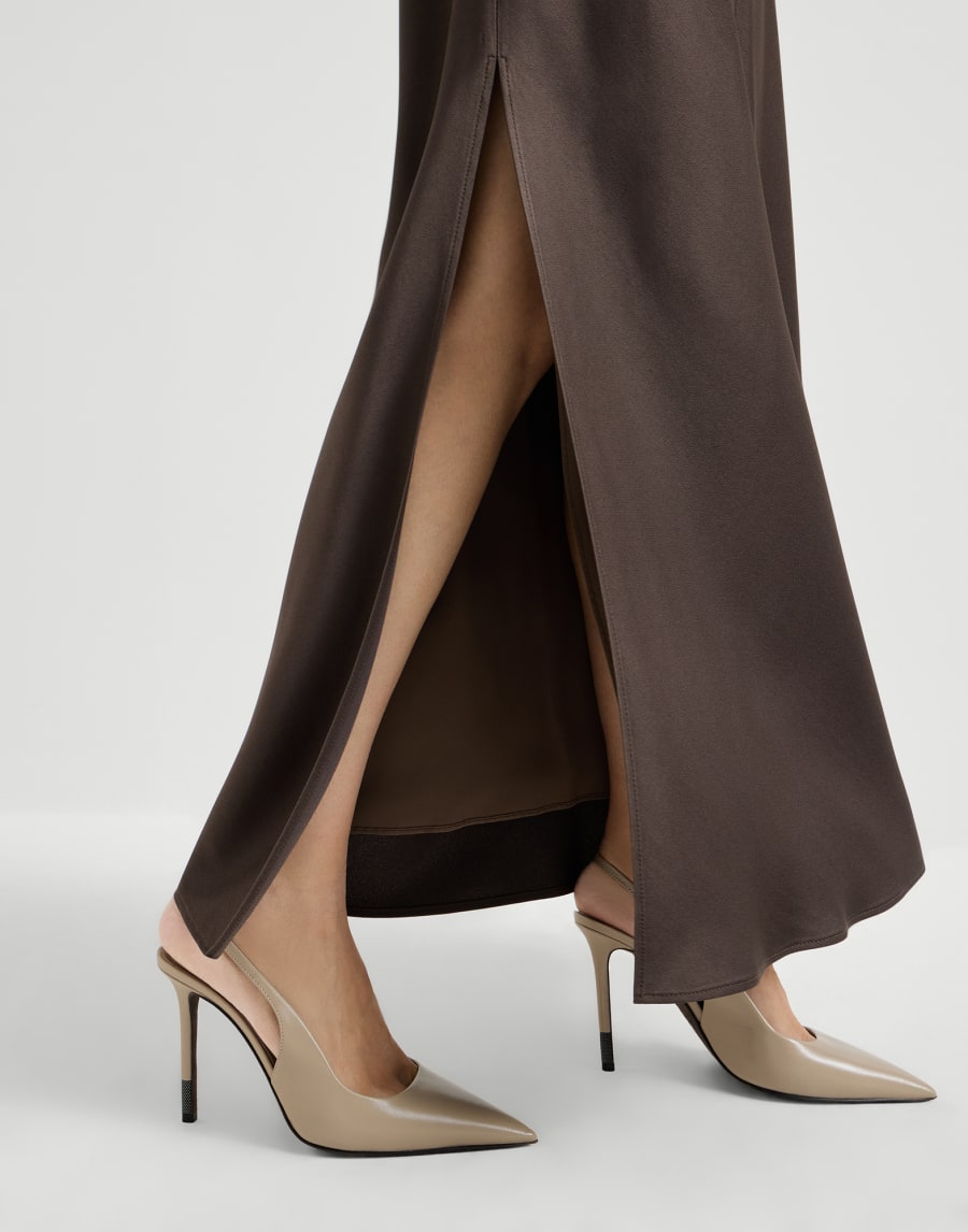 Falda Fluid Bias-Cut Cacao Mujer - Brunello Cucinelli