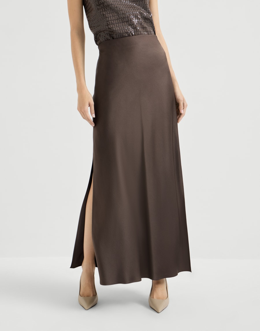 Falda Fluid Bias-Cut Cacao Mujer - Brunello Cucinelli