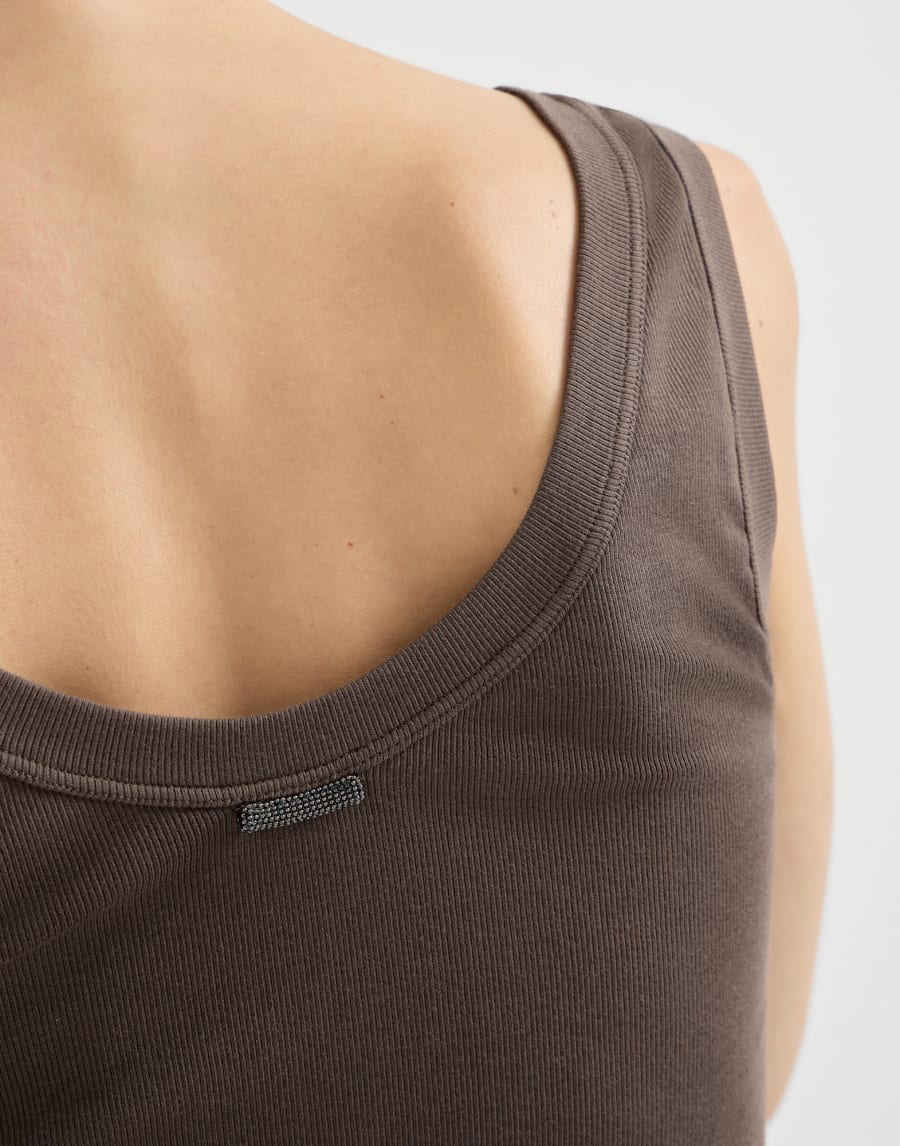 Top in jersey a costina Marrone Donna - Brunello Cucinelli