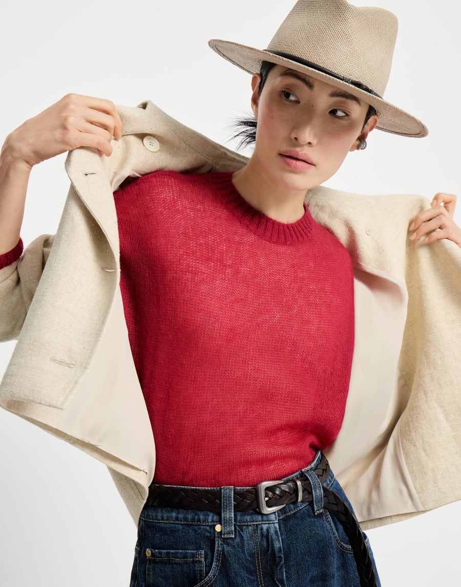 马海毛和羊毛混纺毛衣 红色 女款 - Brunello Cucinelli