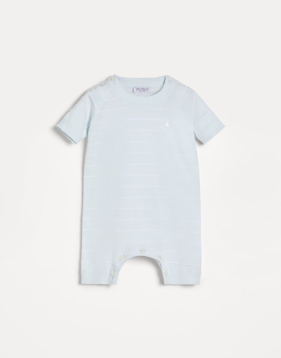 Bernie Baby knit coverall Sky Blue Baby - Brunello Cucinelli