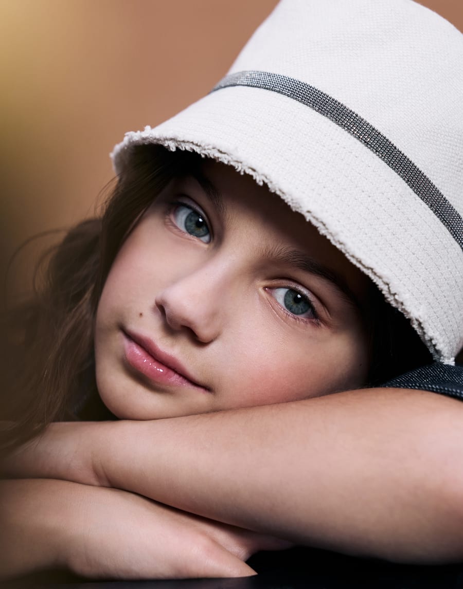 镶珠装饰渔夫帽 巴拿马色 女童 - Brunello Cucinelli