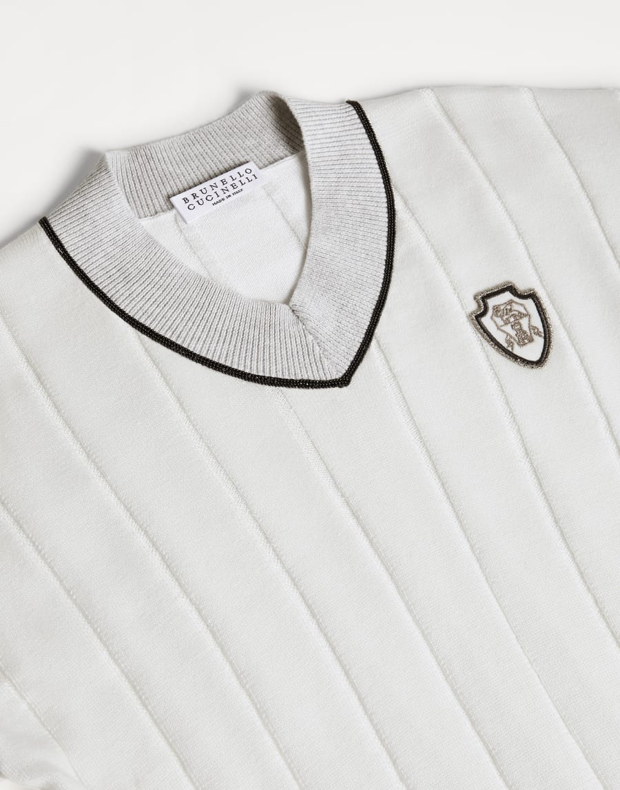 Cotton sweater with monili White Girls - Brunello Cucinelli