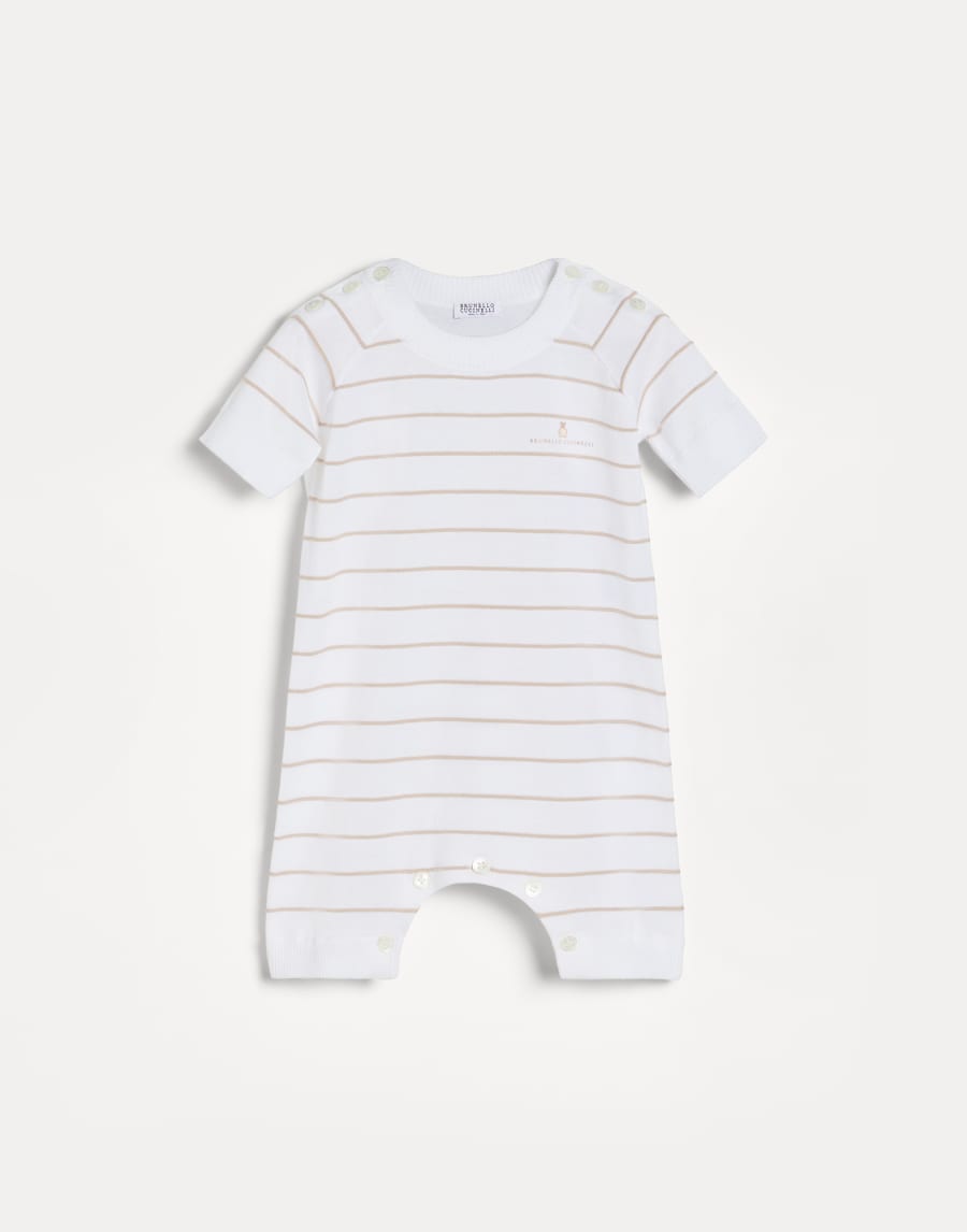 Bernie Baby knit coverall Light Brown Baby - Brunello Cucinelli