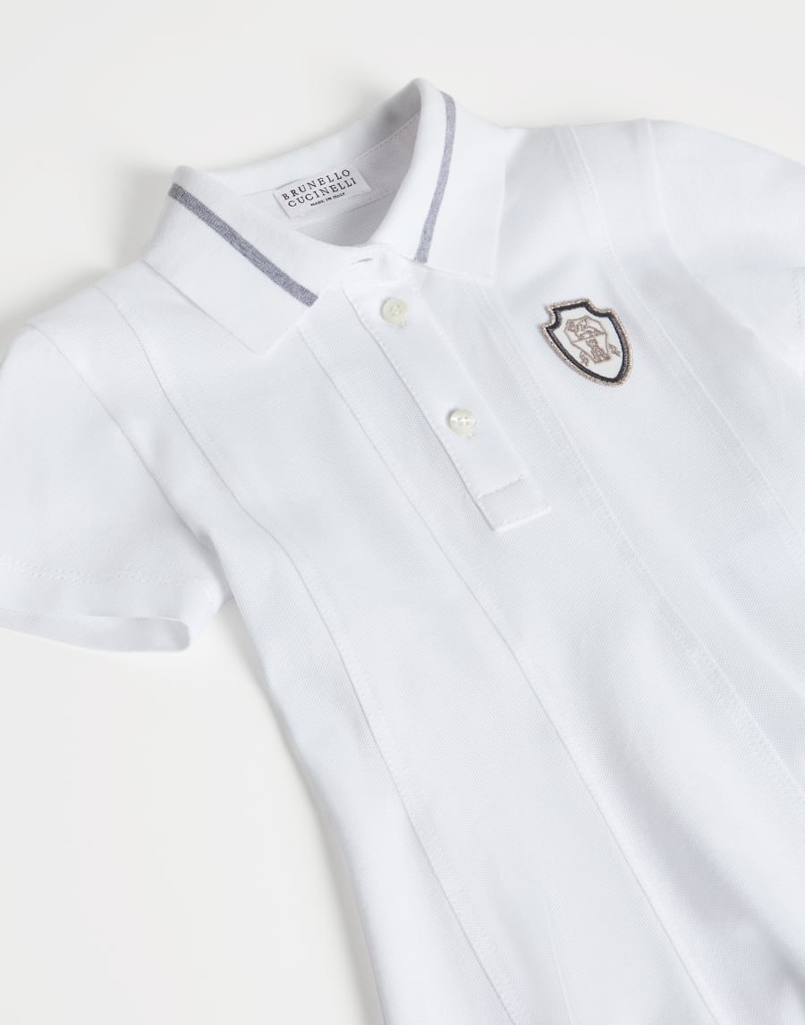 Cotton piqué dress with logo White Girls - Brunello Cucinelli
