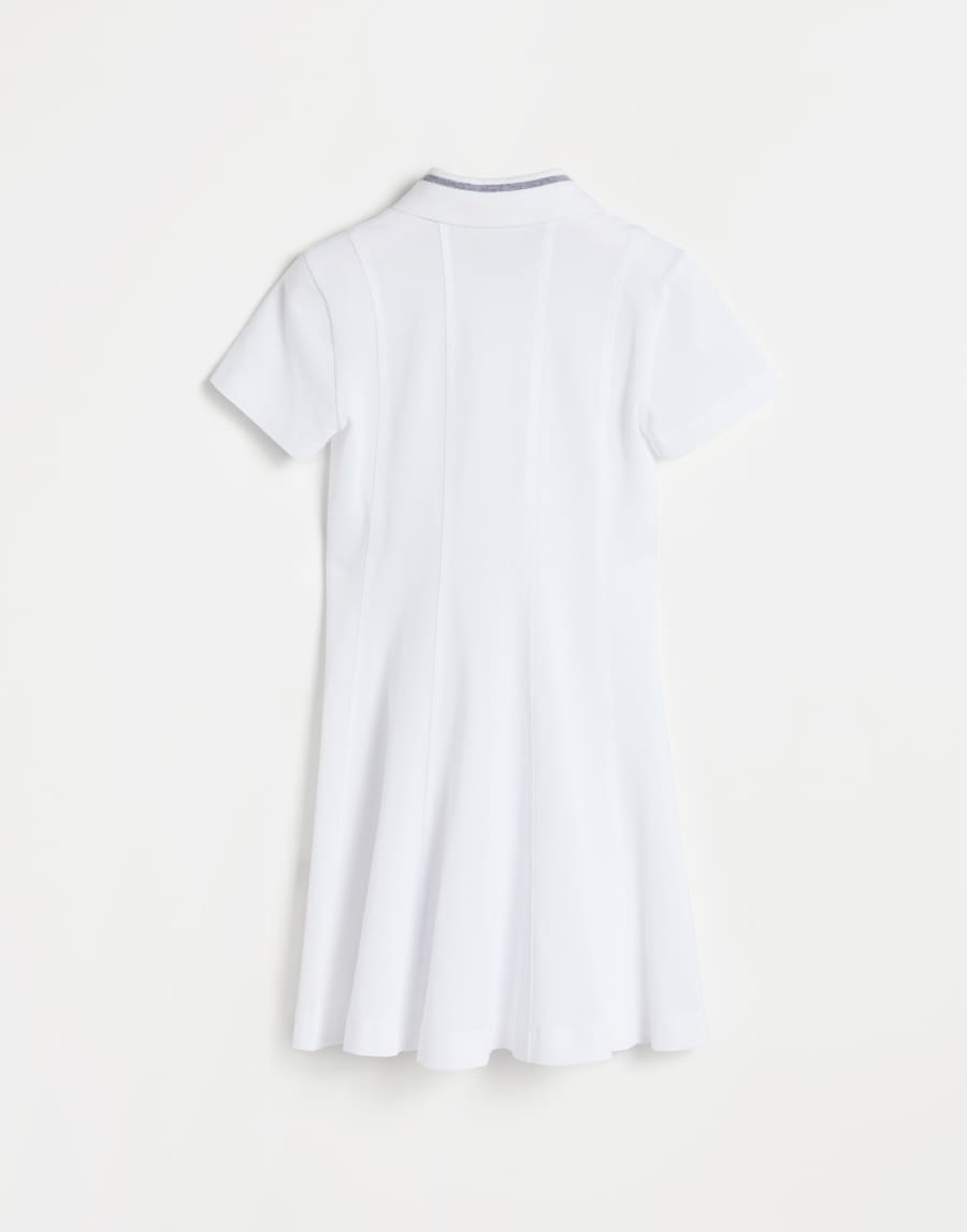 Cotton piqué dress with logo White Girls - Brunello Cucinelli