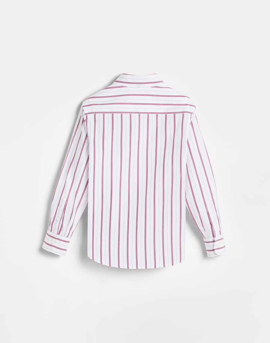 Camicia in popeline multiriga Rosso Bambino - Brunello Cucinelli