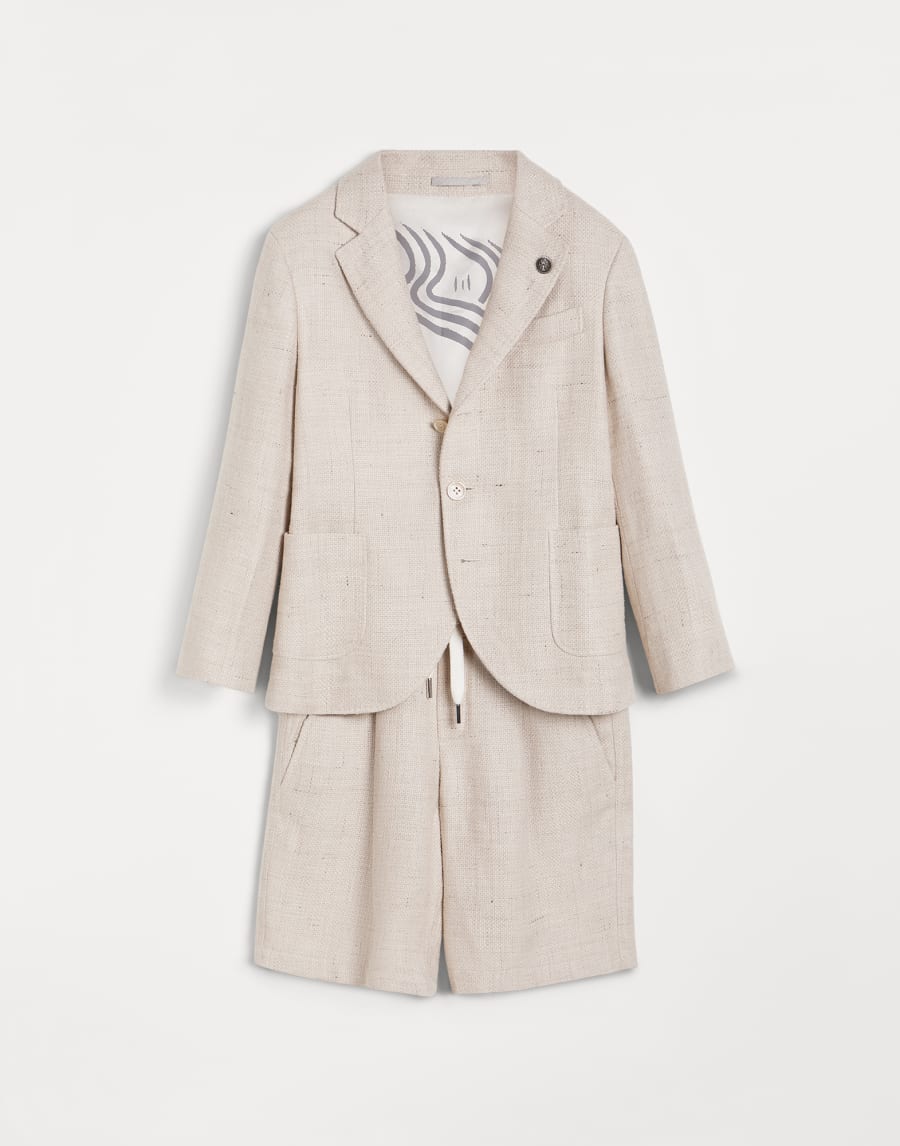 Abito in hopsack con Bermuda Beige Chiaro Bambino - Brunello Cucinelli