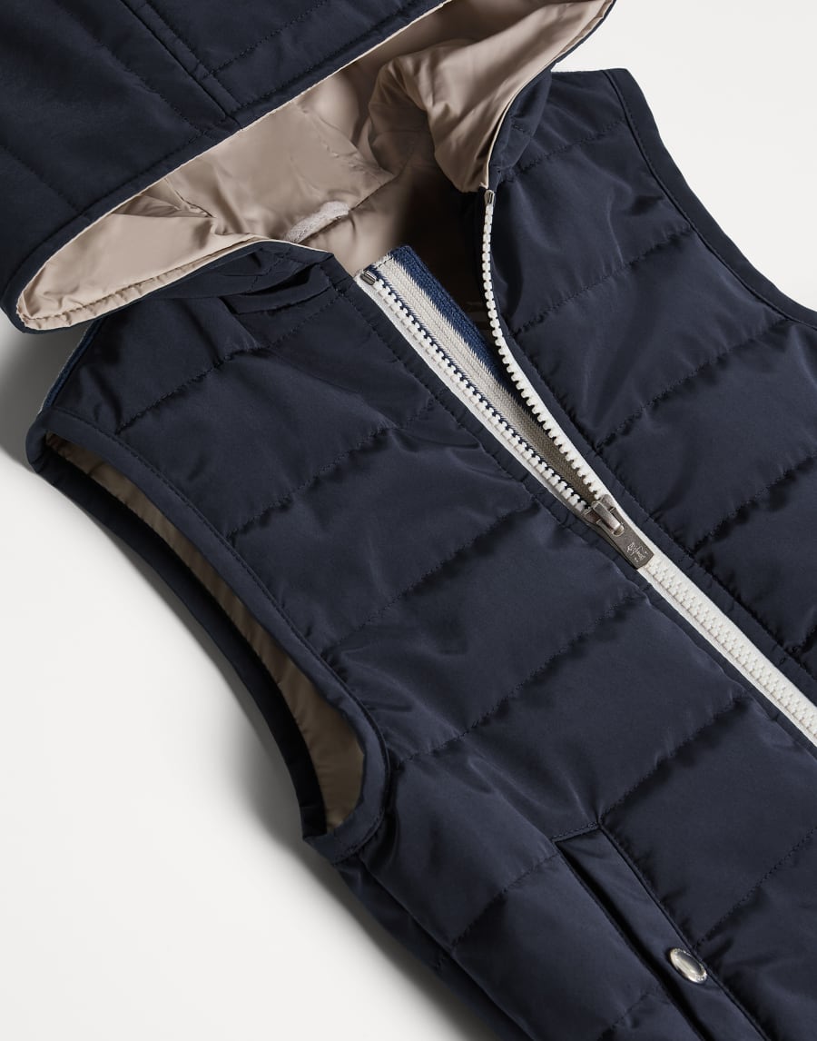 Пуховый жилет с капюшоном Синий Мальчики - Brunello Cucinelli