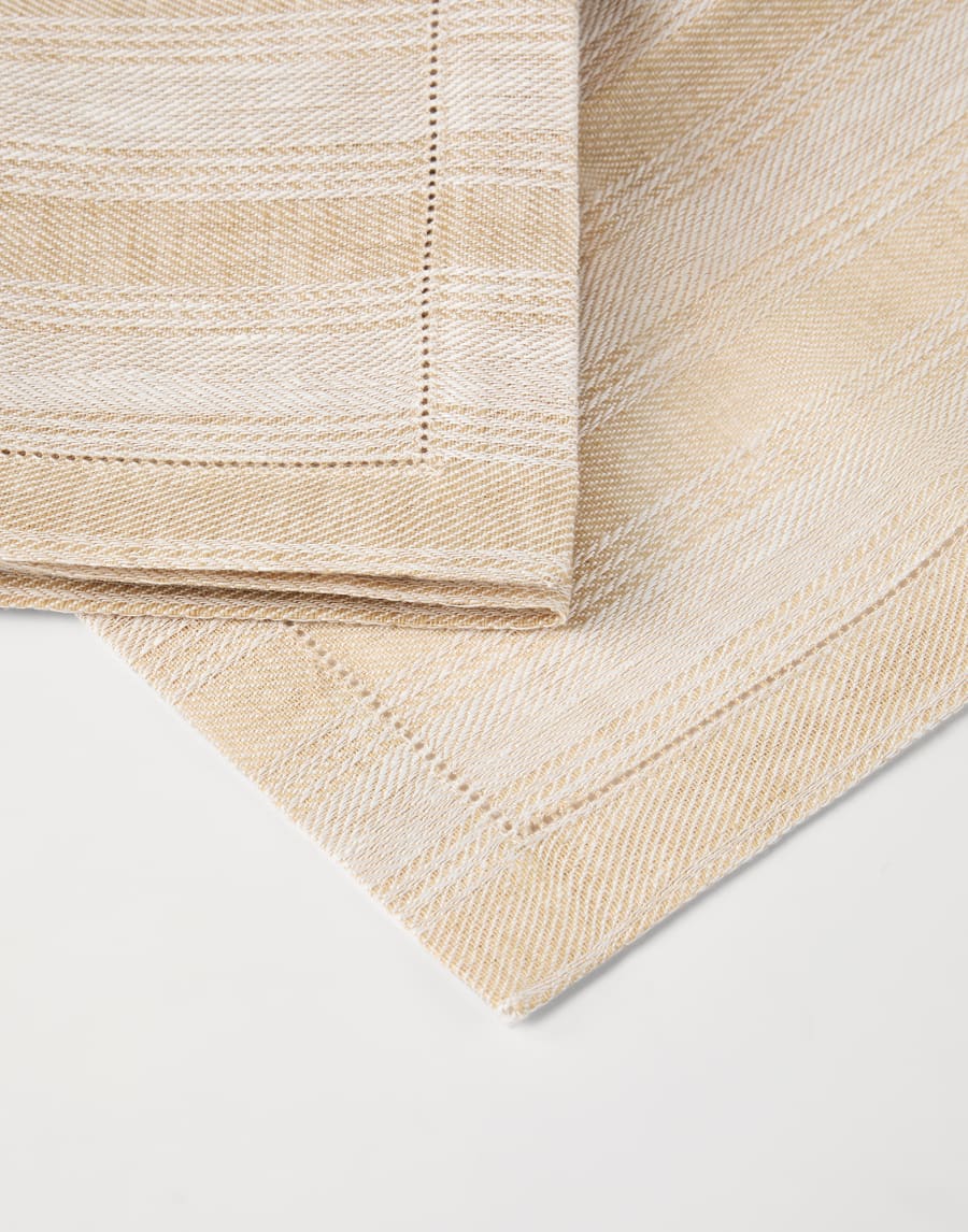 Chalk stripe linen 4-pc napkins set Panama Lifestyle - Brunello Cucinelli