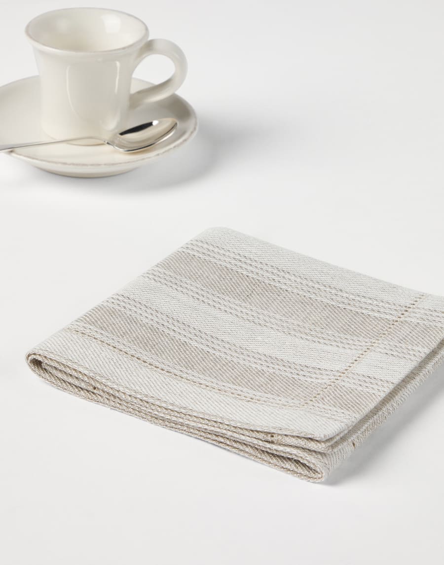 Chalk stripe linen 4-pc napkins set Lessivè Lifestyle - Brunello Cucinelli