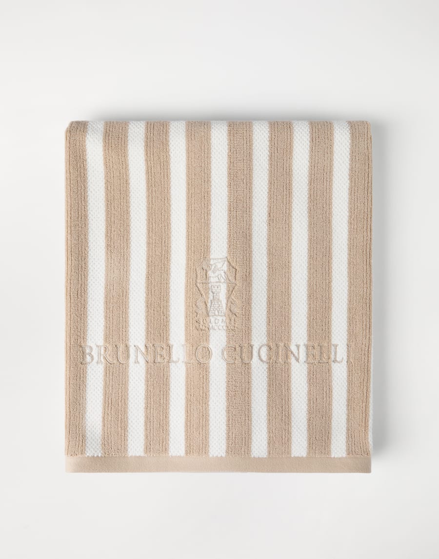 Striped terrycloth beach towel Beige Lifestyle - Brunello Cucinelli