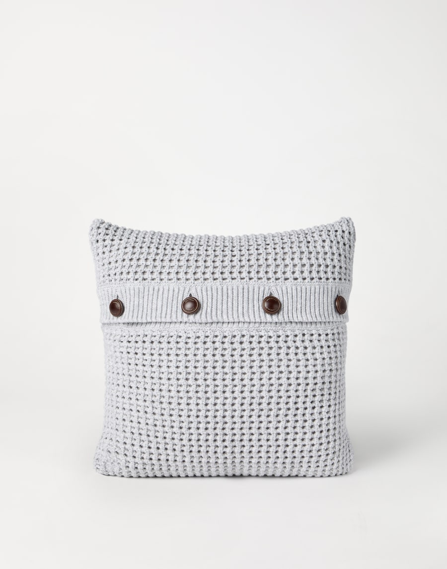 Net knit cushion Light Grey Lifestyle - Brunello Cucinelli
