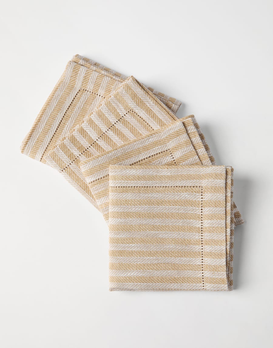 Set di 4 tovaglioli grandi in lino gessato Panama Lifestyle - Brunello Cucinelli