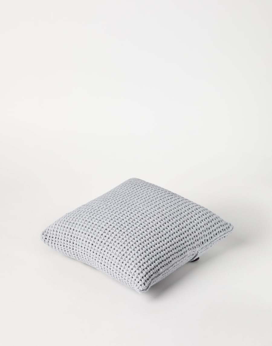 Net knit cushion Light Grey Lifestyle - Brunello Cucinelli