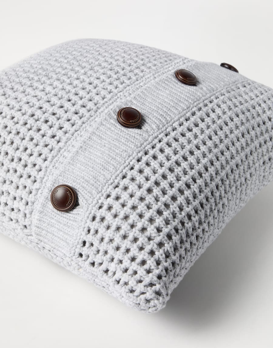 Net knit cushion Light Grey Lifestyle - Brunello Cucinelli