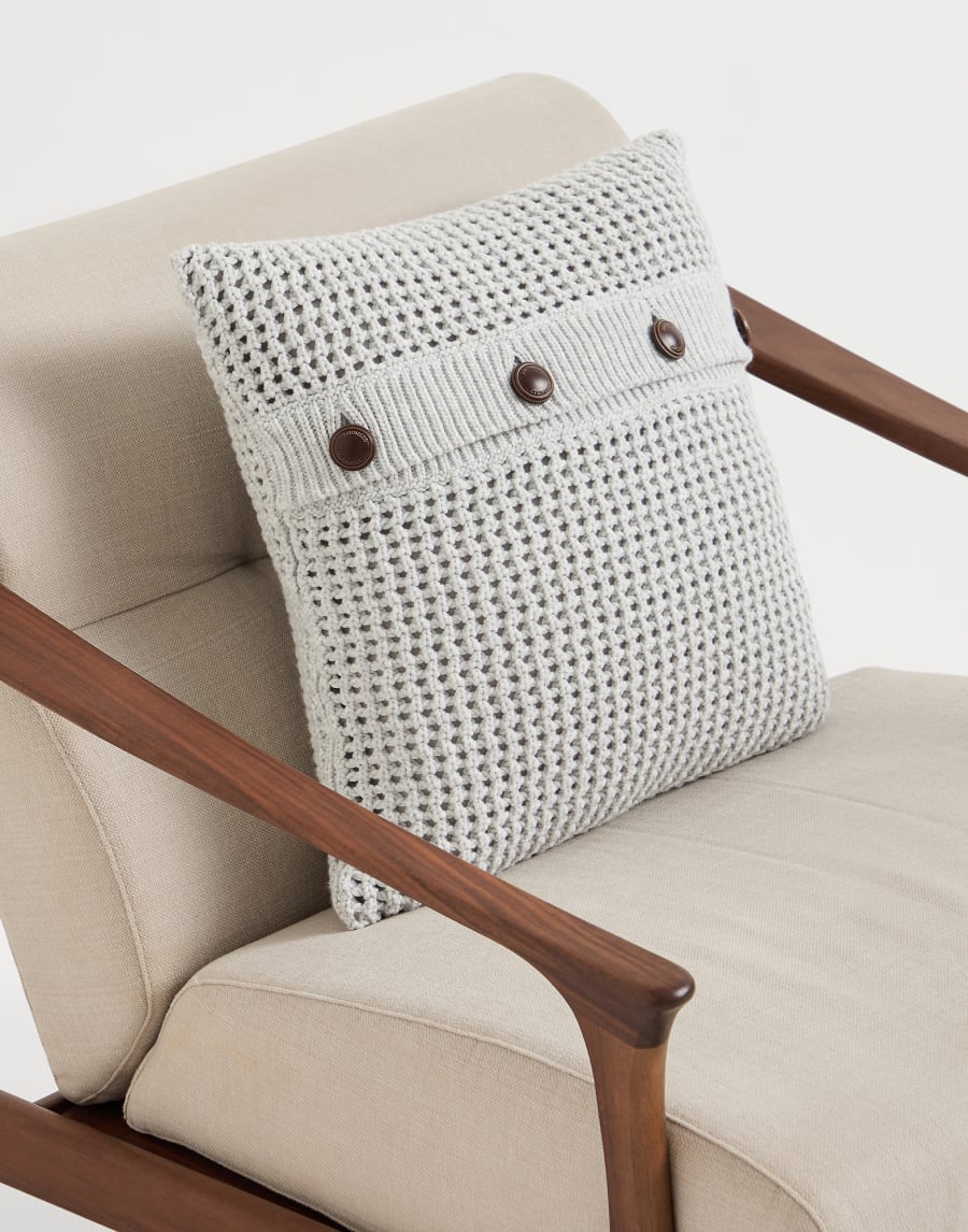 Net knit cushion Light Grey Lifestyle - Brunello Cucinelli
