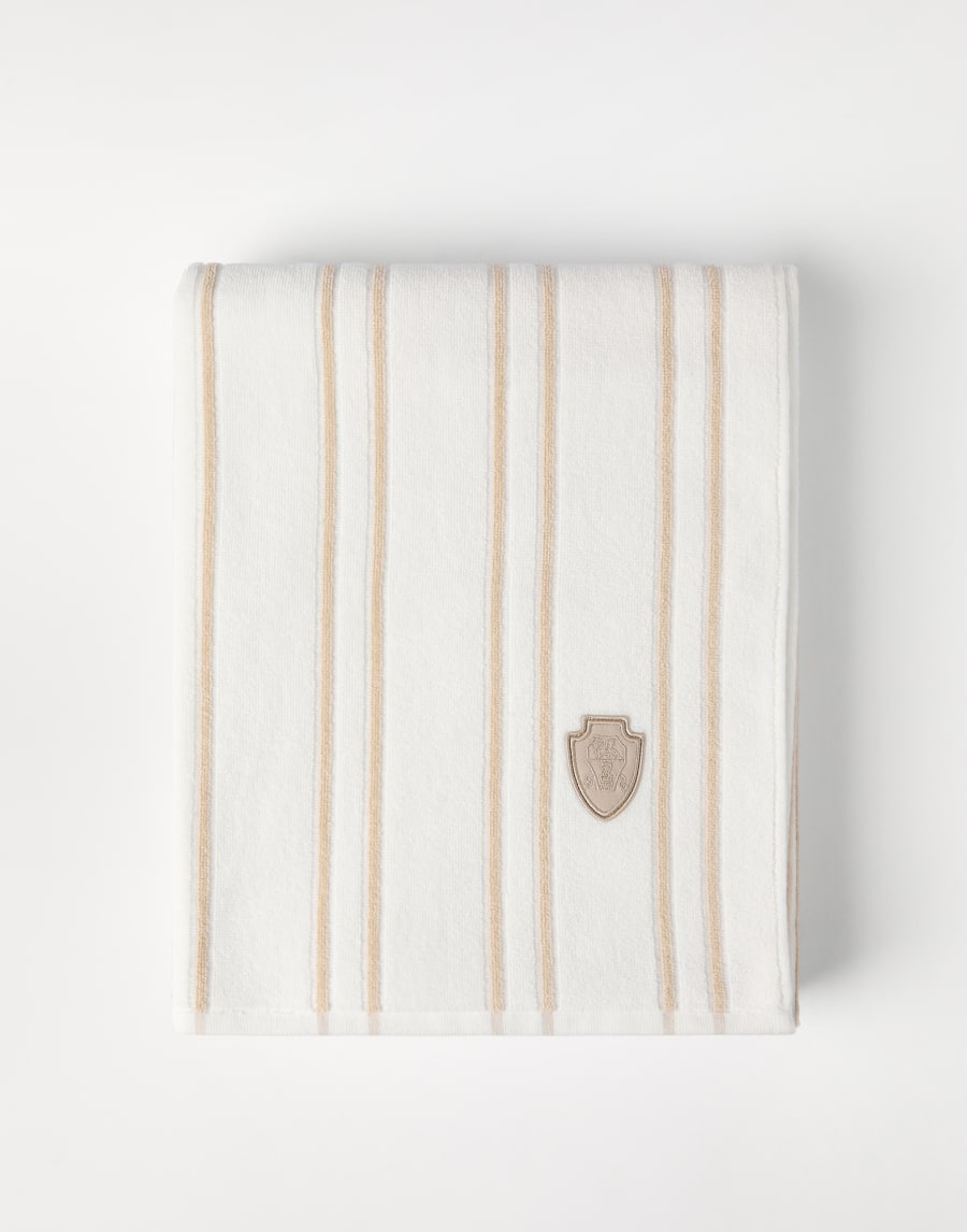 Striped terrycloth towel Beige Lifestyle - Brunello Cucinelli