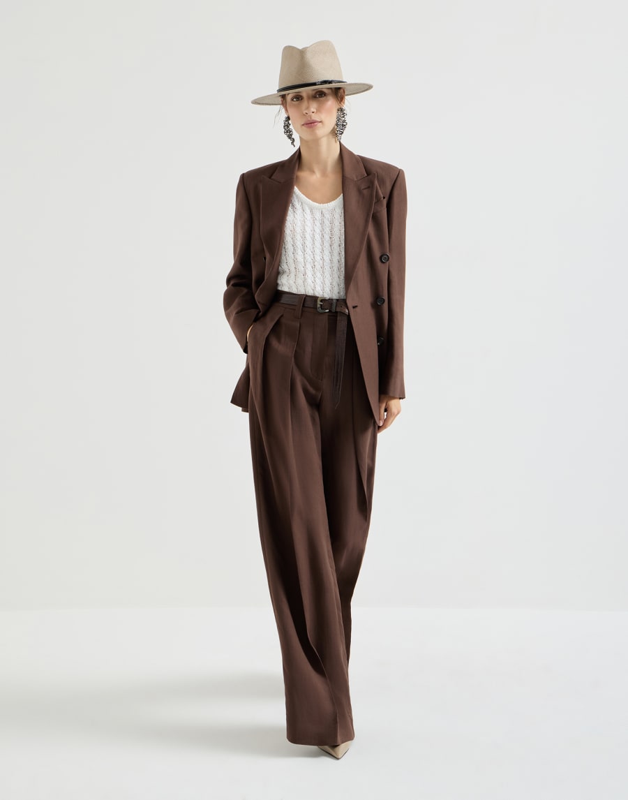 Pantalone Sartorial Wide Cacao Donna - Brunello Cucinelli