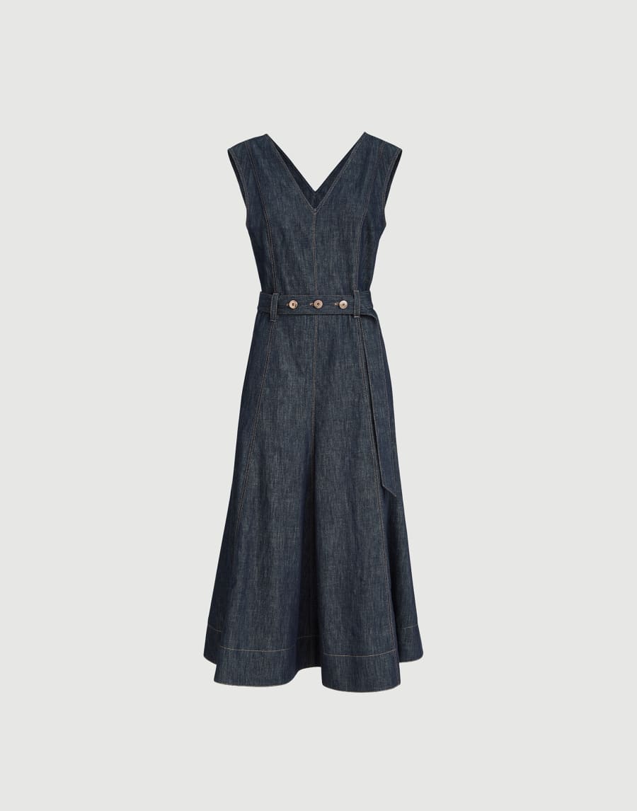 Twill flared dress Denim Woman - Brunello Cucinelli