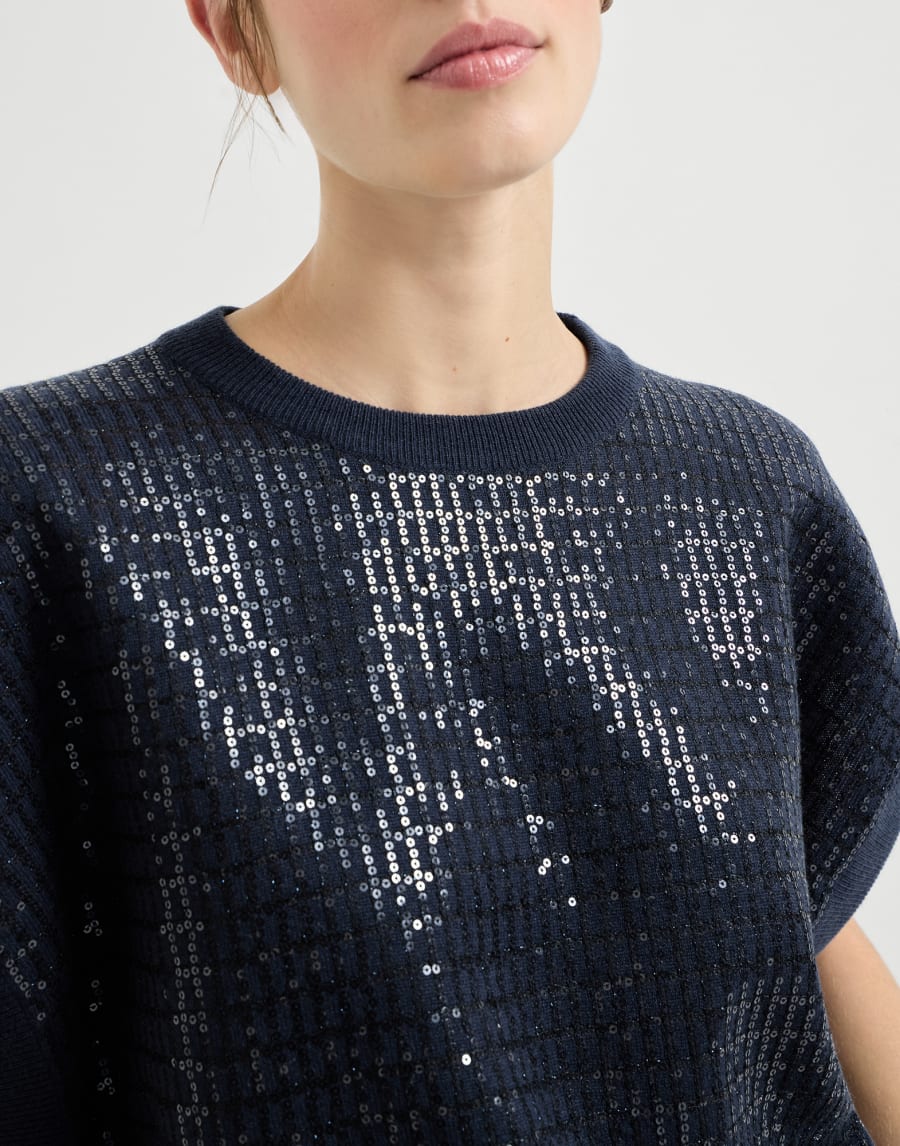 Maglia Dazzling Embroidery Blu Donna - Brunello Cucinelli