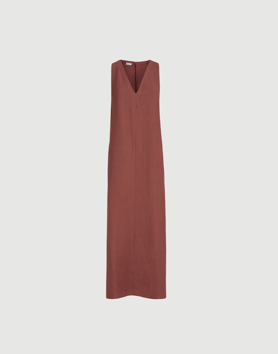 Abito in twill Fluid Rosso Mattone Donna - Brunello Cucinelli