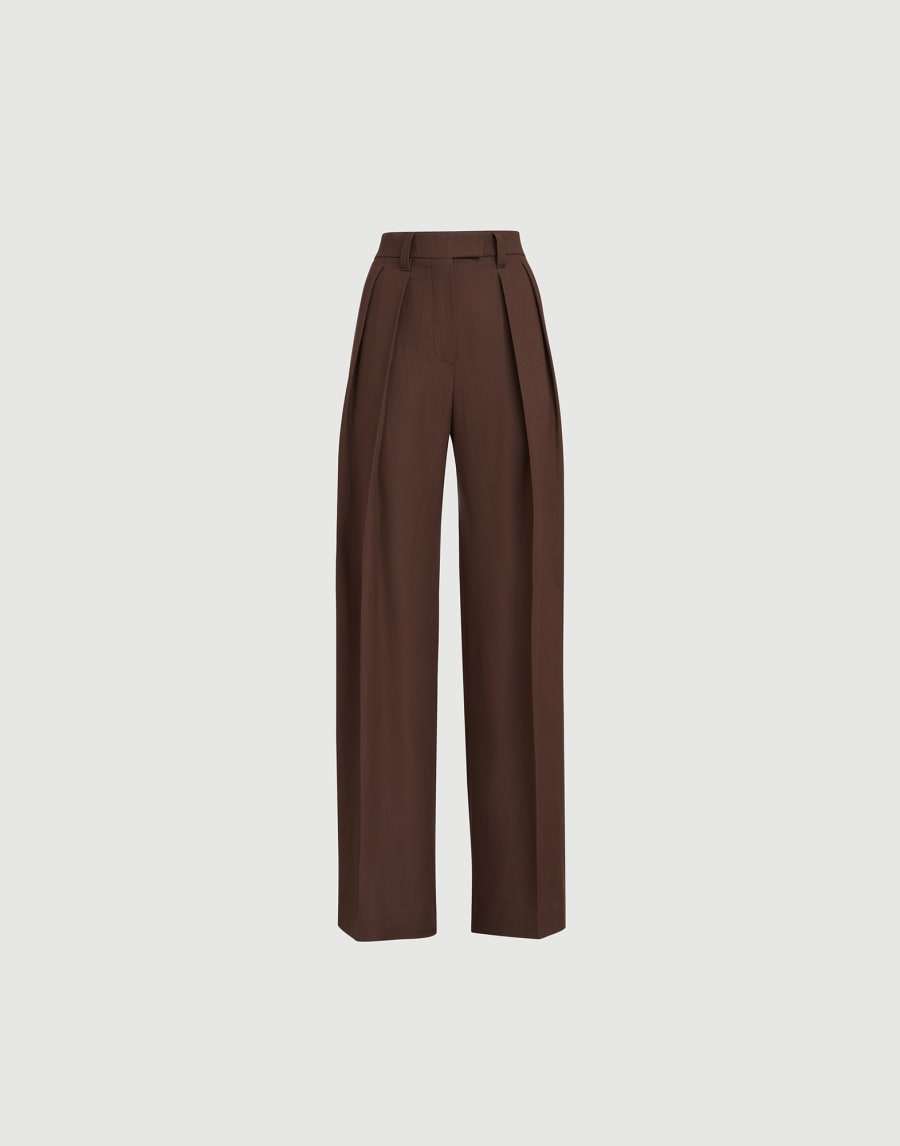 Sartorial Wide trousers Cocoa Woman - Brunello Cucinelli