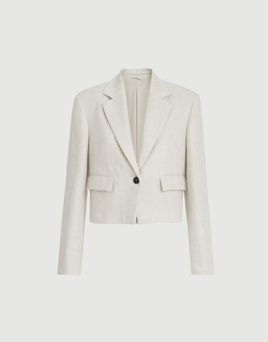 Chevron cropped blazer Beige Woman - Brunello Cucinelli