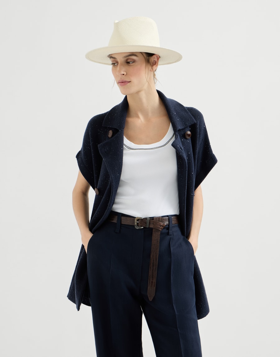 ディアマンテコットン ベスト ブルー レディース - Brunello Cucinelli