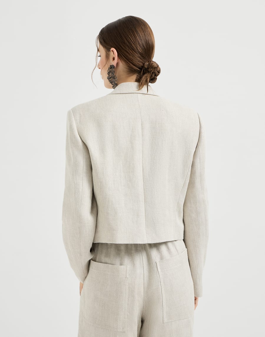 Giacca crop in chevron Beige Donna - Brunello Cucinelli