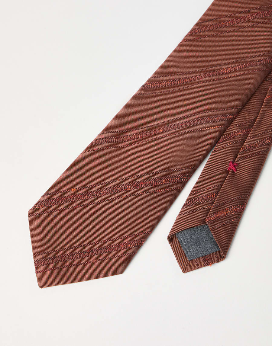 Silk and cotton tie Apricot Man - Brunello Cucinelli