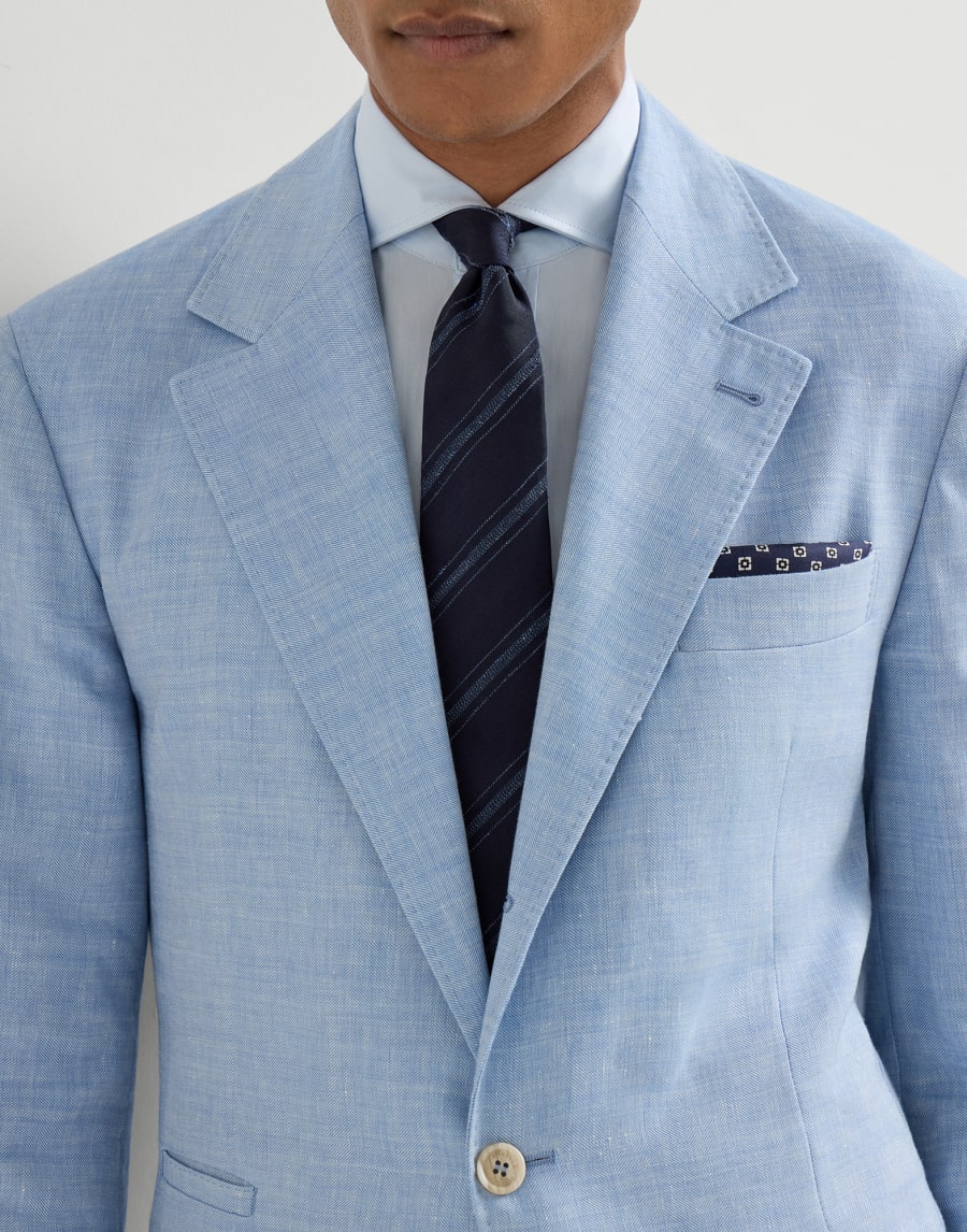 Silk and cotton tie Navy Blue Man - Brunello Cucinelli