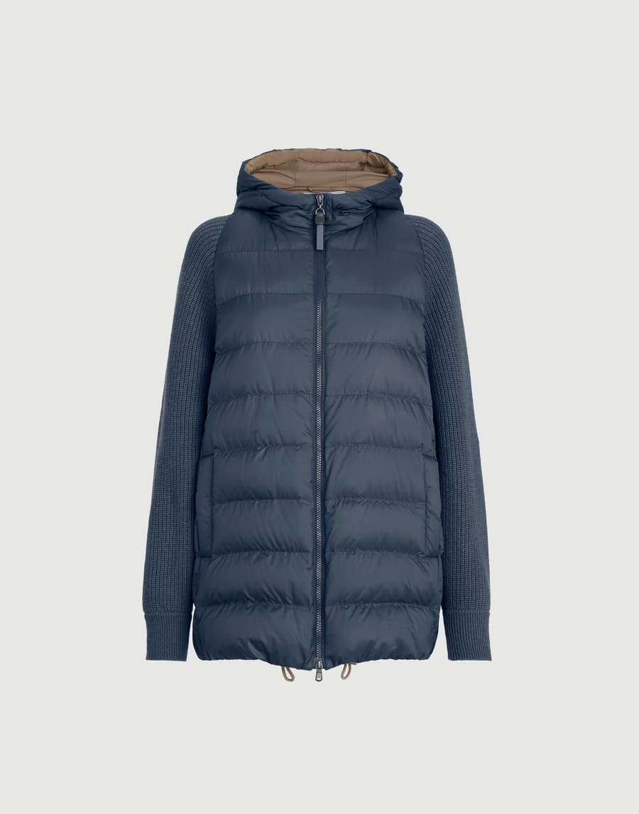 Nylon hooded down jacket Blue Woman - Brunello Cucinelli