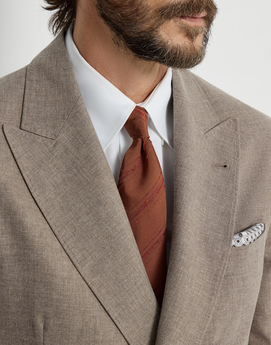 Silk and cotton tie Apricot Man - Brunello Cucinelli