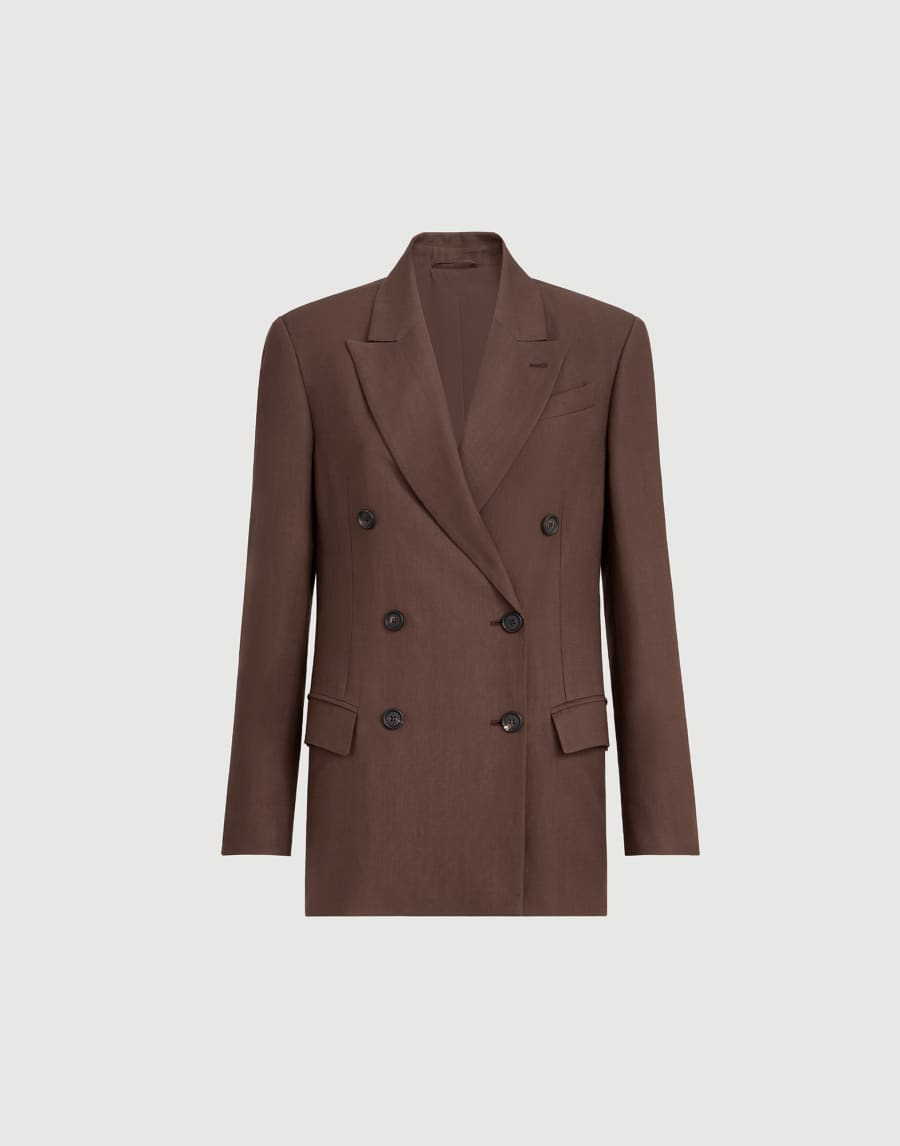 Fluid twill blazer Cocoa Woman - Brunello Cucinelli