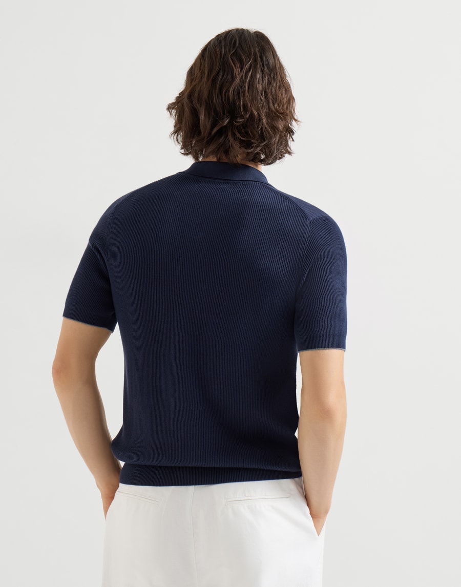 Polo in maglia di cotone costa inglese Blu Navy Uomo - Brunello Cucinelli