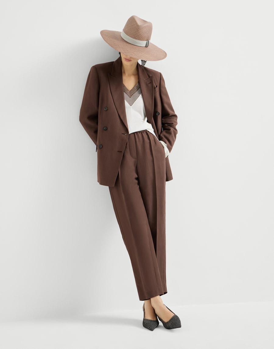 Pantalone Baggy Cacao Donna - Brunello Cucinelli