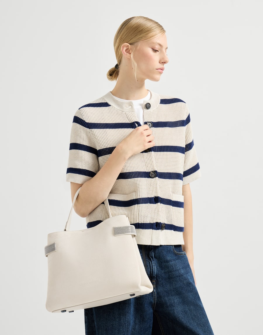 Essence 绒面革手挽包 象牙色 女款 - Brunello Cucinelli