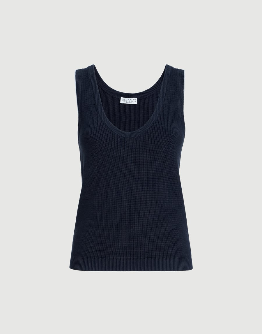 Top in maglia di cotone Blu Donna - Brunello Cucinelli