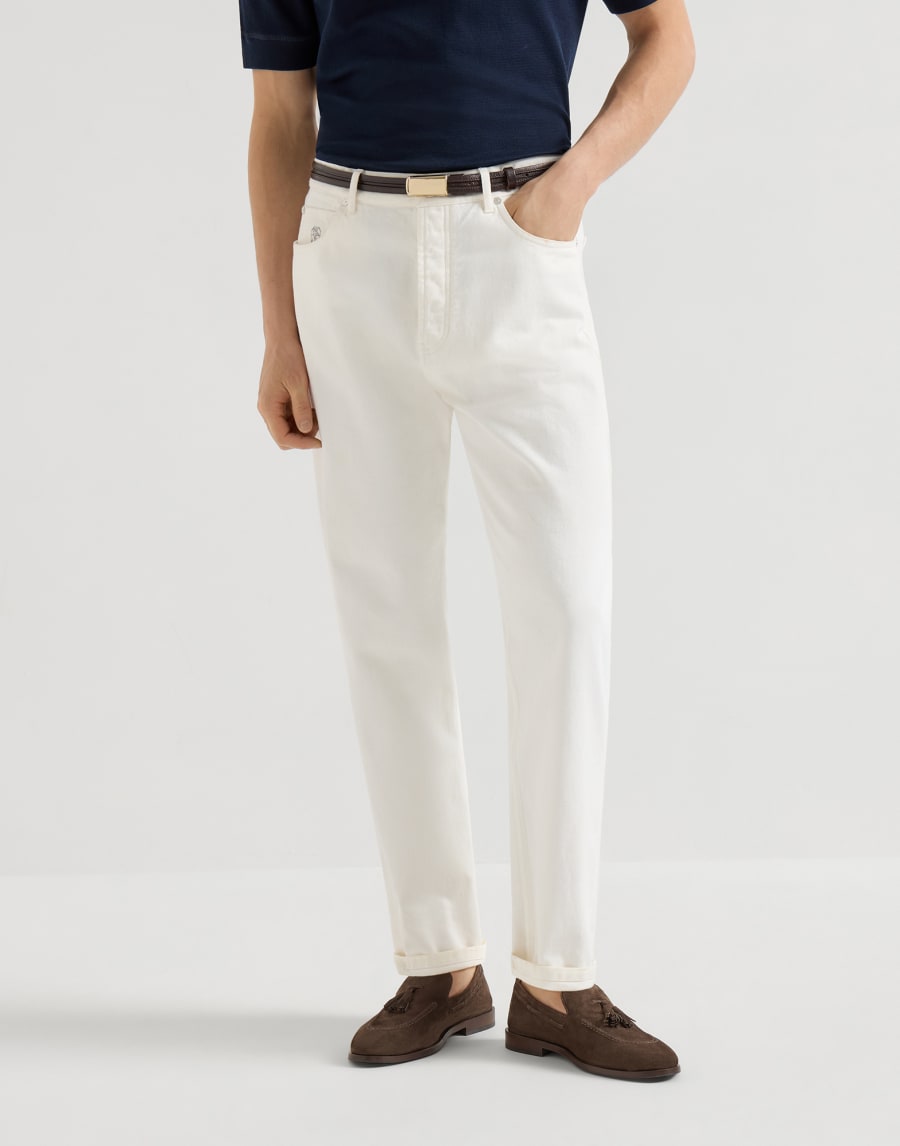 Garment-dyed denim trousers Snow Man - Brunello Cucinelli