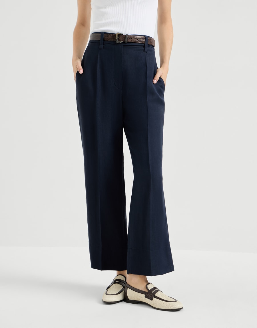 Square cigarette trousers Blue Woman - Brunello Cucinelli