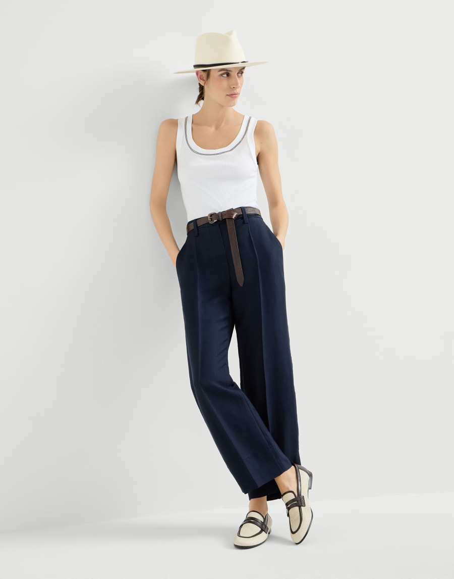 Pantalone Square Cigarette Blu Donna - Brunello Cucinelli