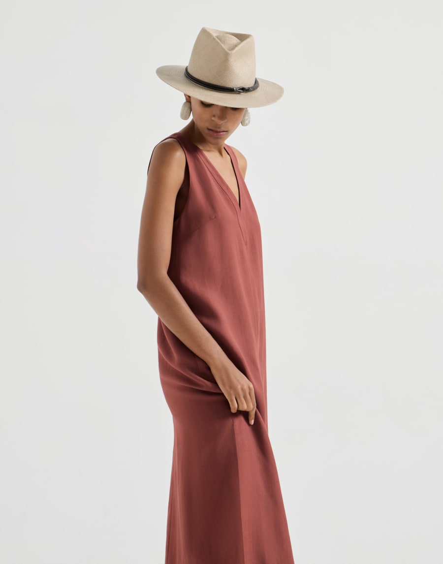 Abito in twill Fluid Rosso Mattone Donna - Brunello Cucinelli